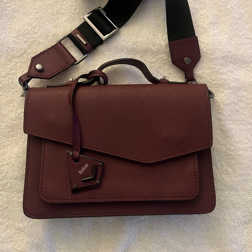 Botkier Cognac Leather Crossbody with Black Strap